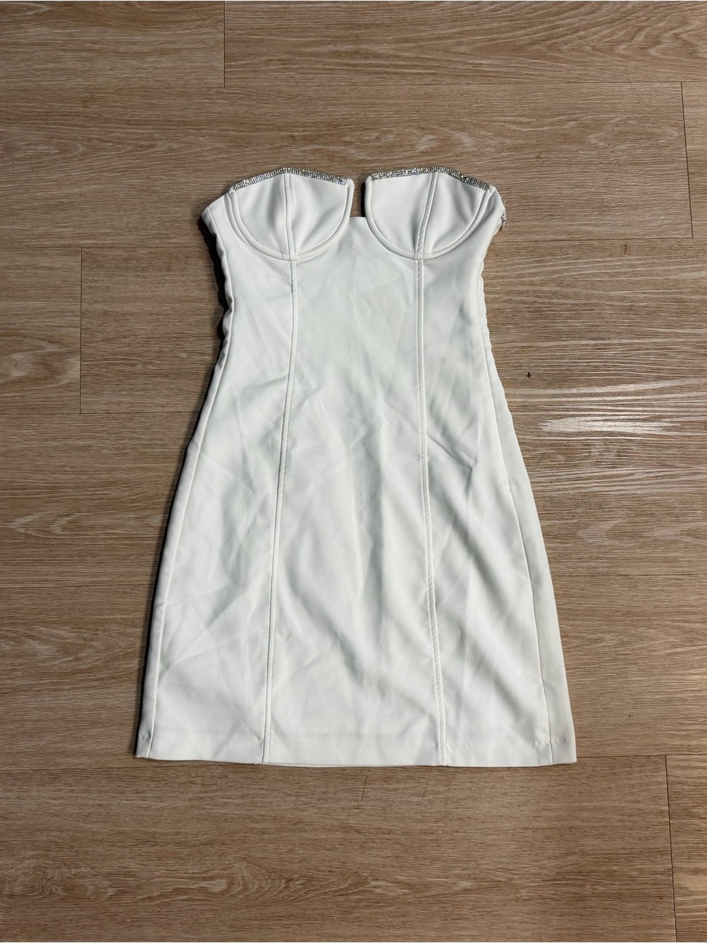 Zara White Strapless Sequin Dress